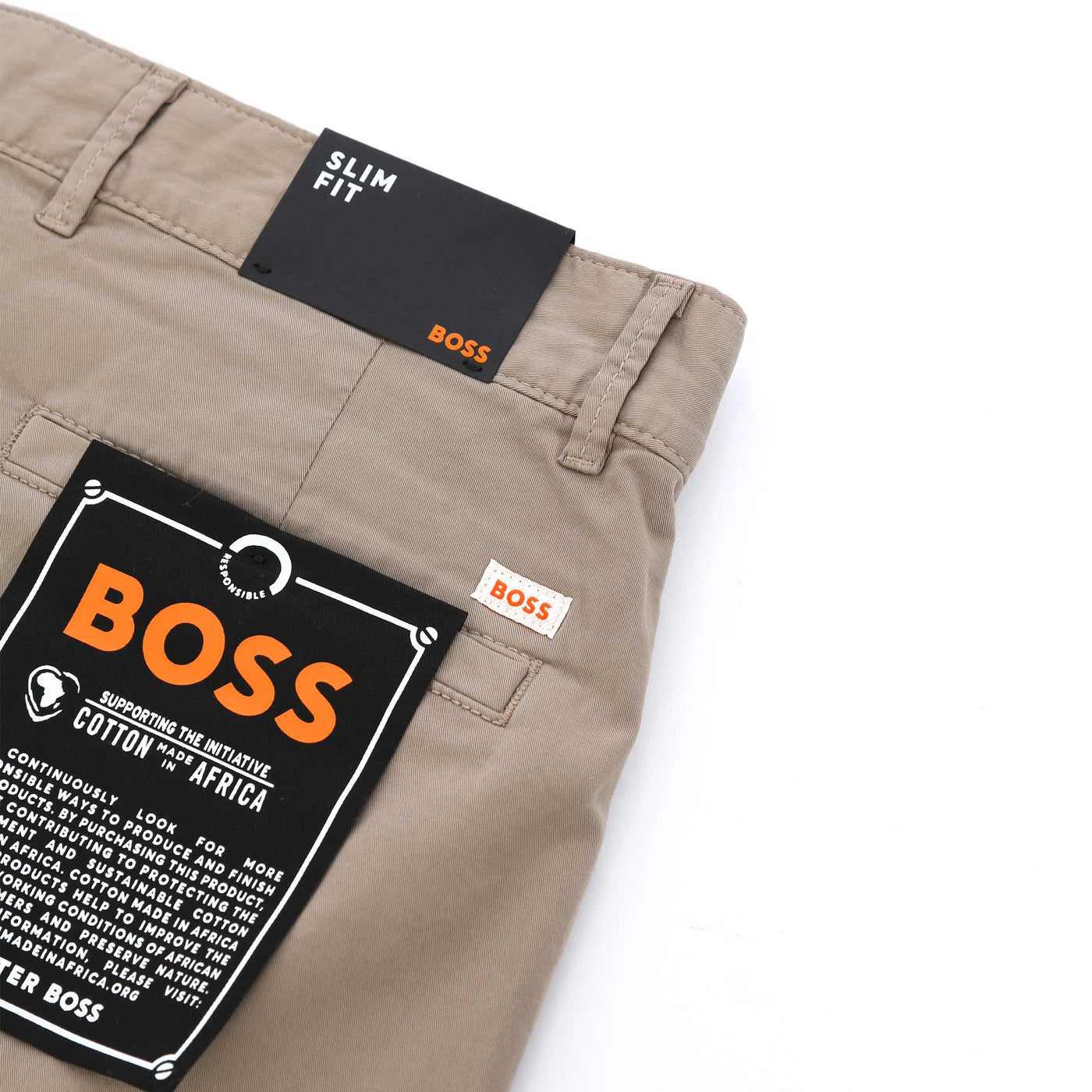 BOSS Chino Slim Shorts in Open Brown Logo