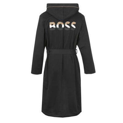 BOSS Iconic Hooded Robe Dressing Gown in Black Back