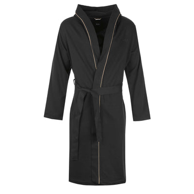 BOSS Iconic Hooded Robe Dressing Gown in Black