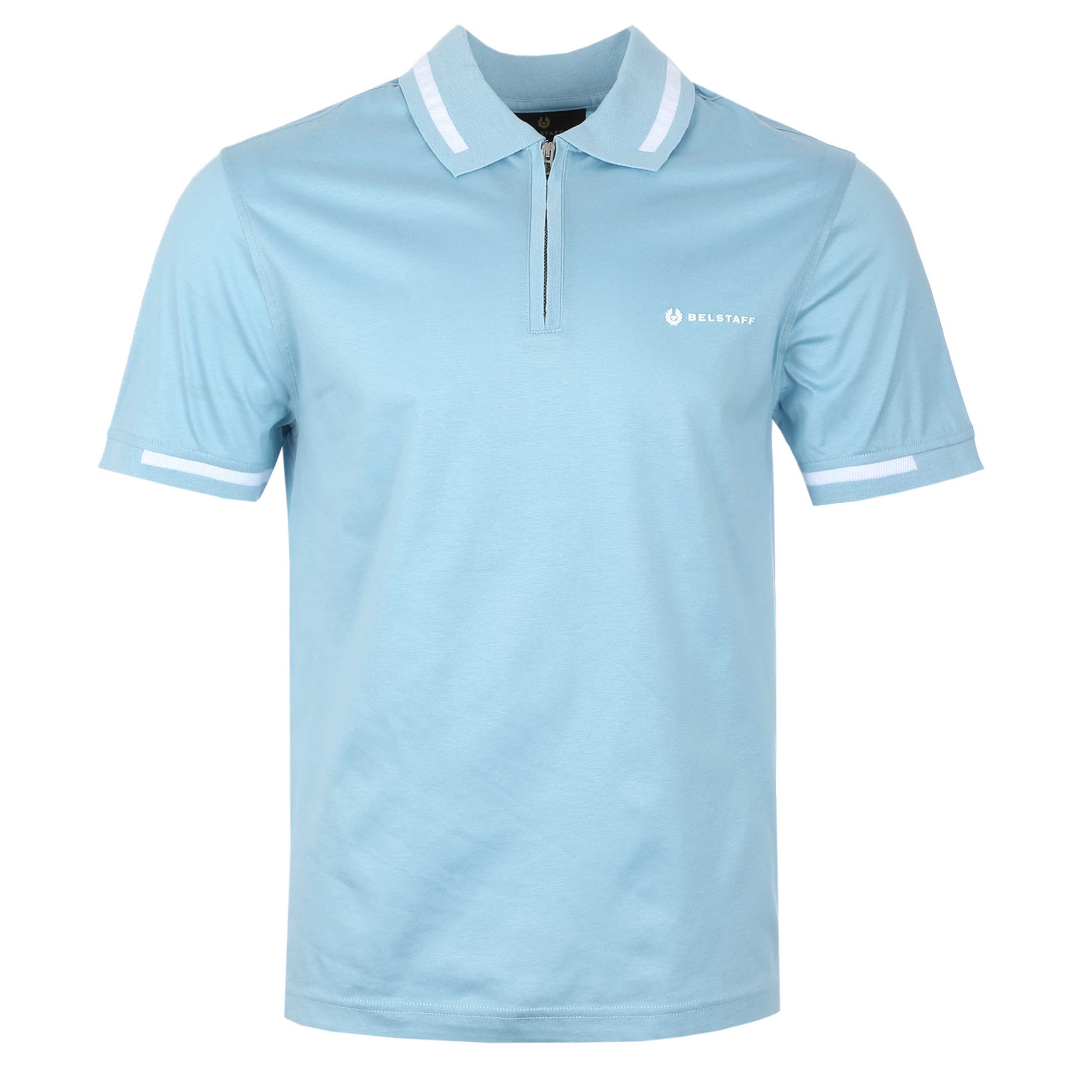 Belstaff Graph Zip Polo Shirt in Skyline Blue