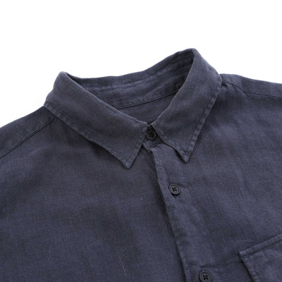 Belstaff Scale Linen Shirt in Dark Ink Collar