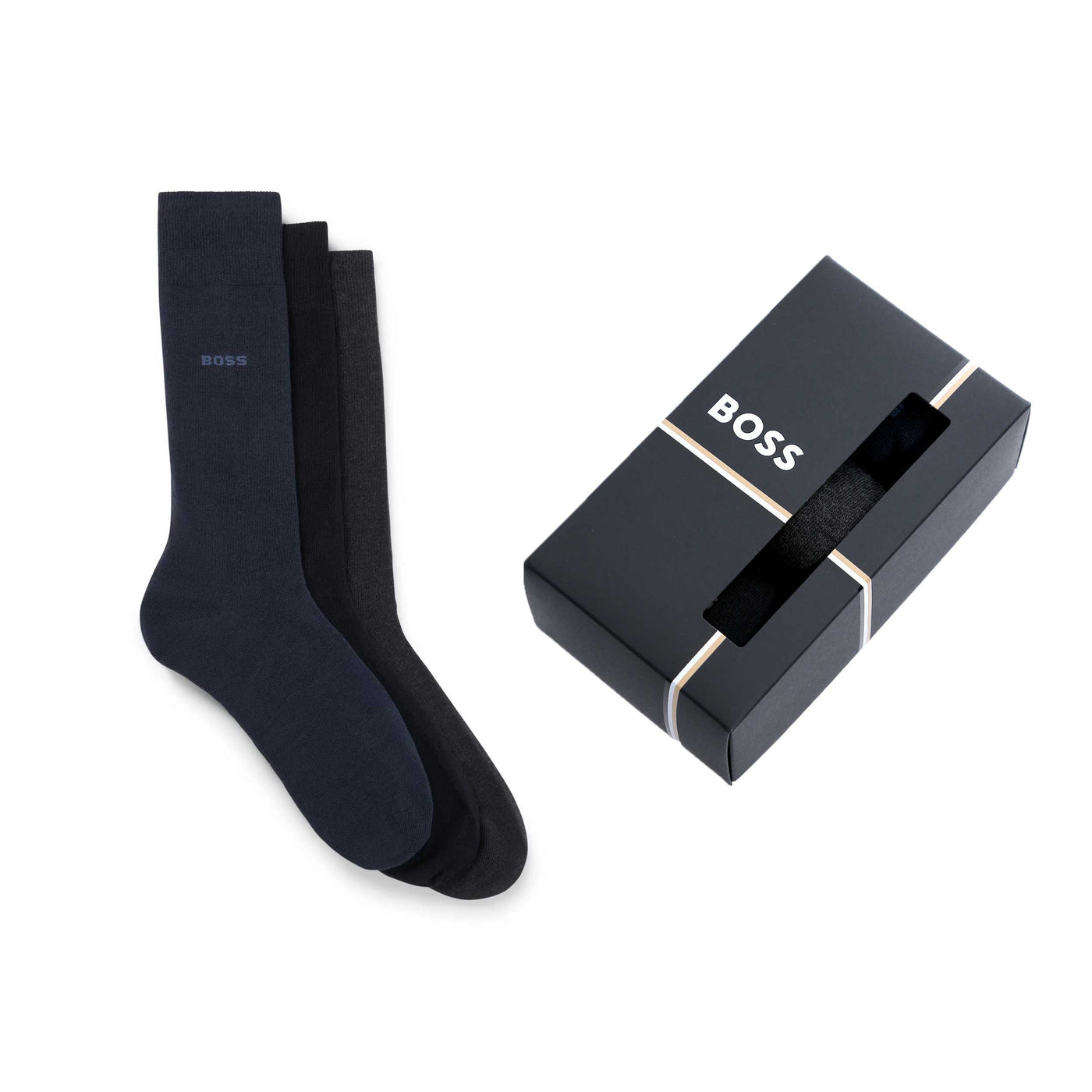 BOSS 3P RS Gift Set Uni CC Sock in Black, Grey & Navy