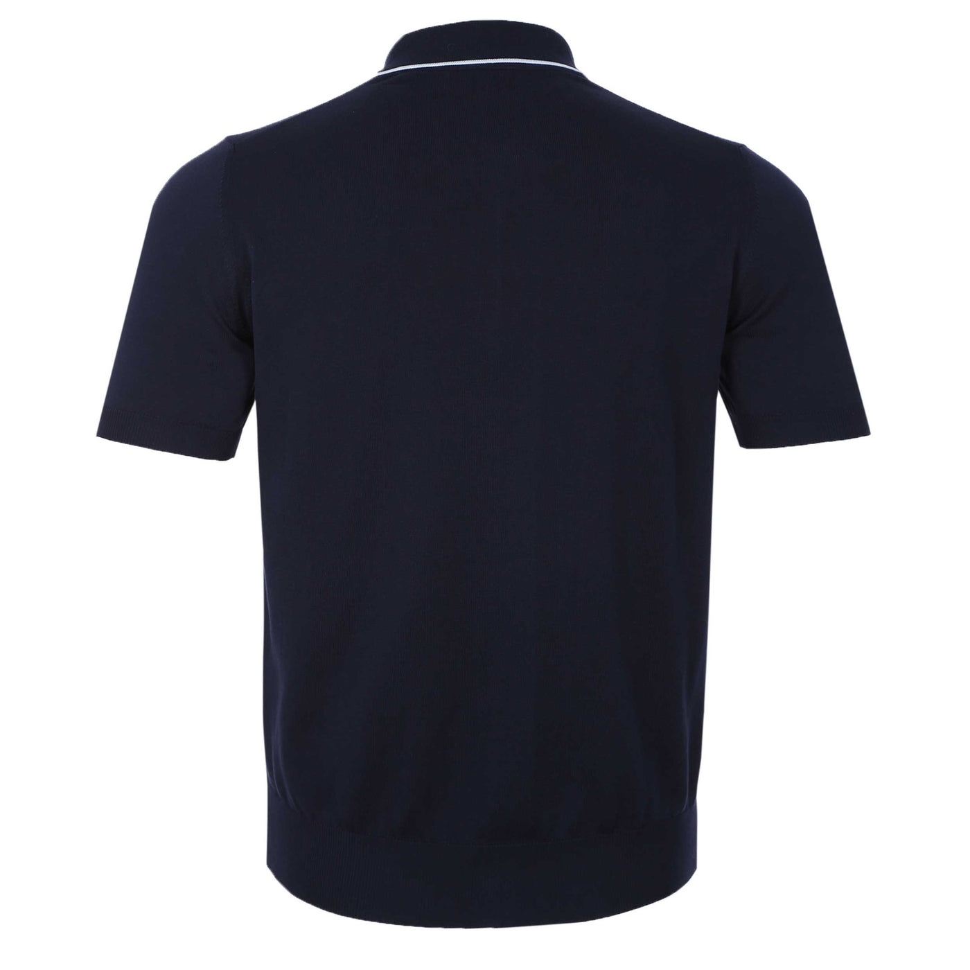 Canali 3 Button Knitted Polo in Navy Back