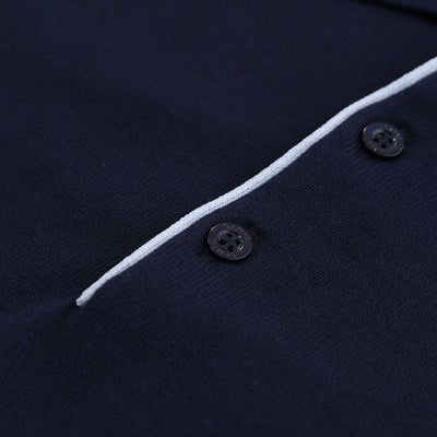 Canali 3 Button Knitted Polo in Navy Button