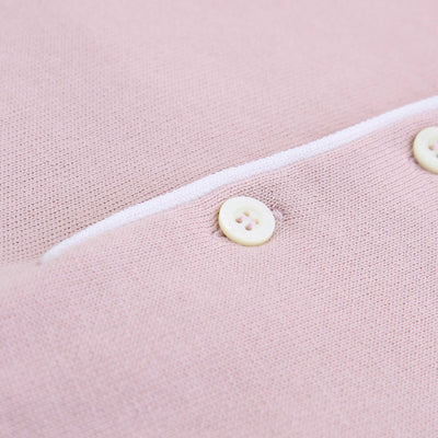 Canali 3 Button Knitted Polo in Pink Button
