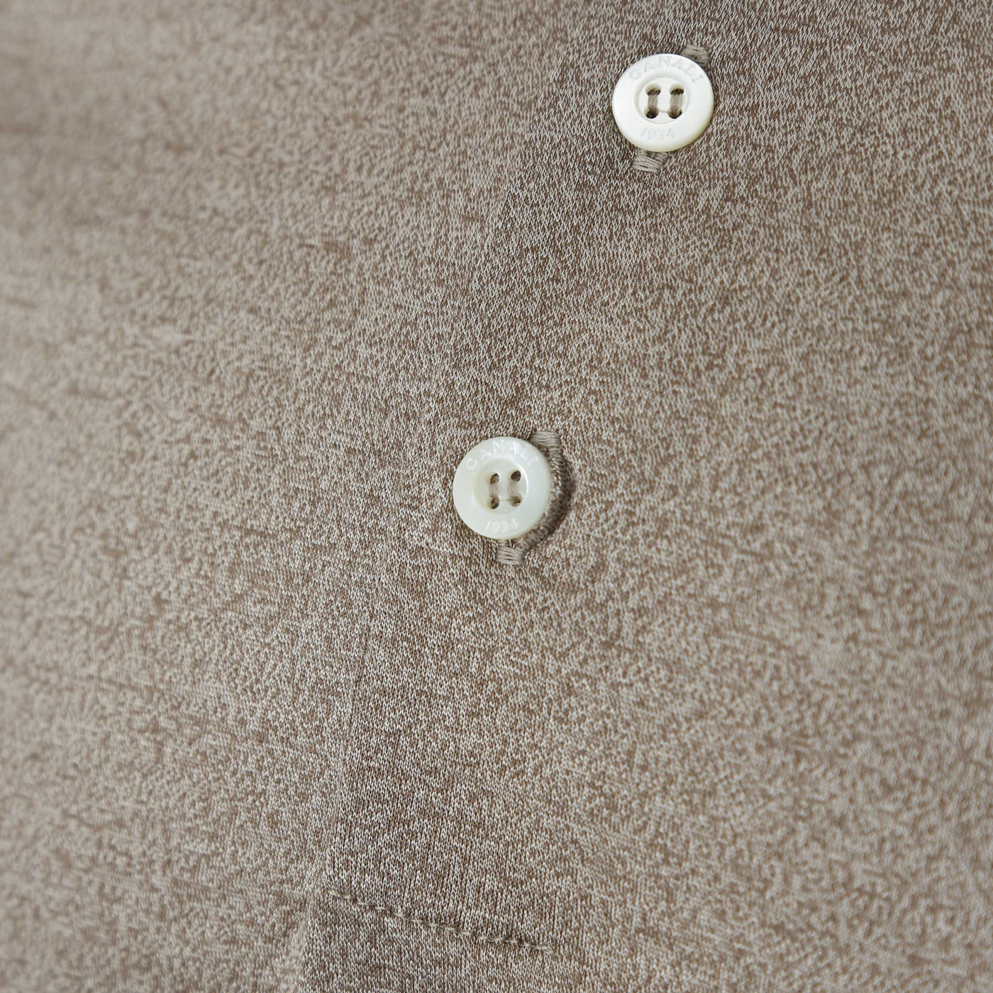 Canali Mercerised Basic Polo in Mushroom Brown Button Placket