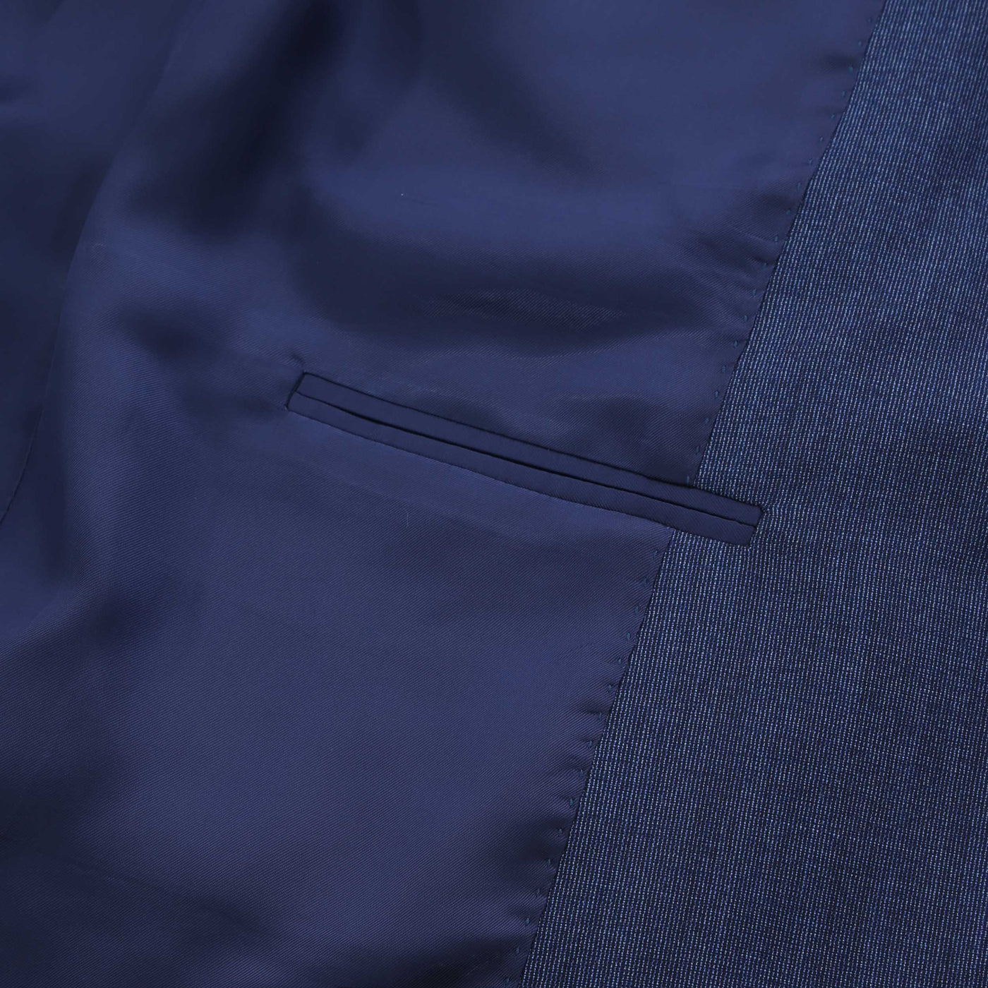 Canali Peak Lapel Stretch Suit in Denim Blue Inside Pocket