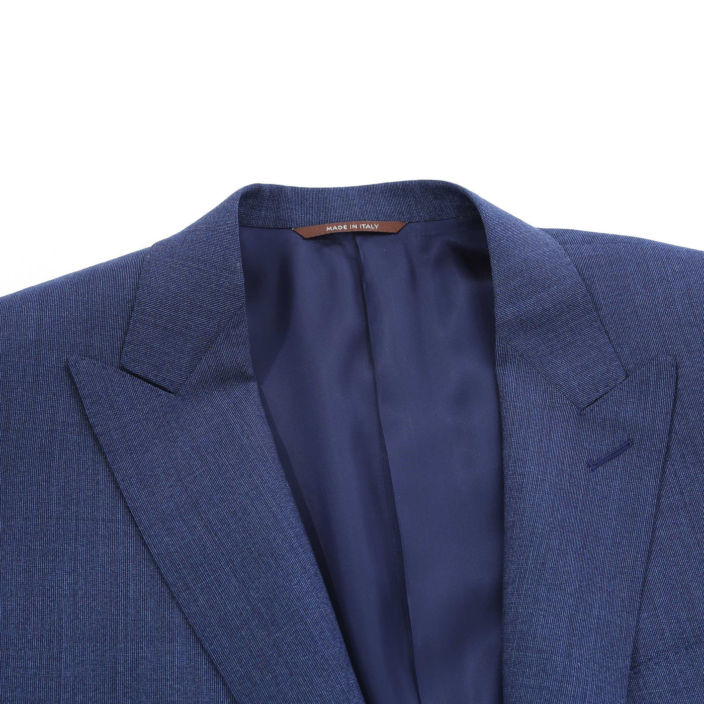 Canali Peak Lapel Stretch Suit in Denim Blue Lapels