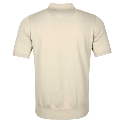 Canali Waffle Front Knitted Polo in Beige Back