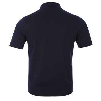 Canali Weave Front Knitted Polo in Navy Back
