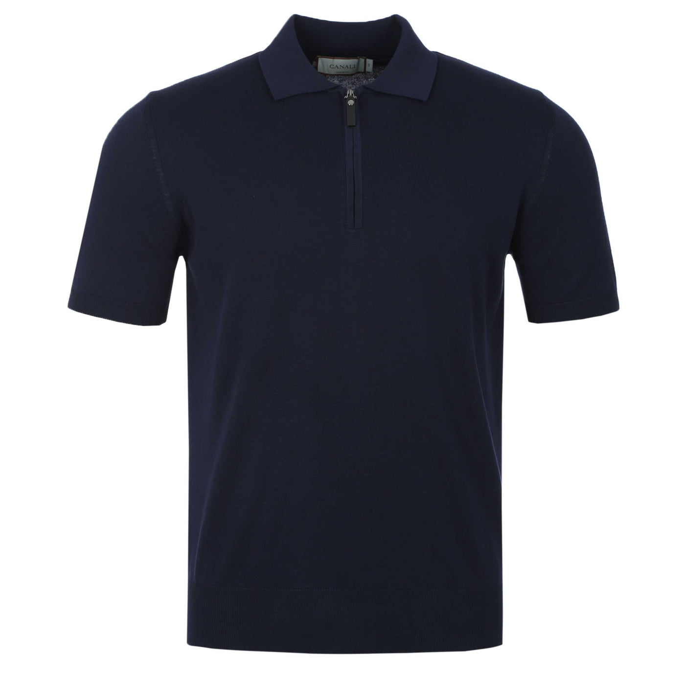 Canali Zip Polo Shirt in Navy