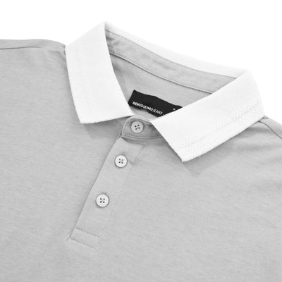 Remus Uomo Micro Pique Contrast Collar Polo Shirt in Light Grey Collar