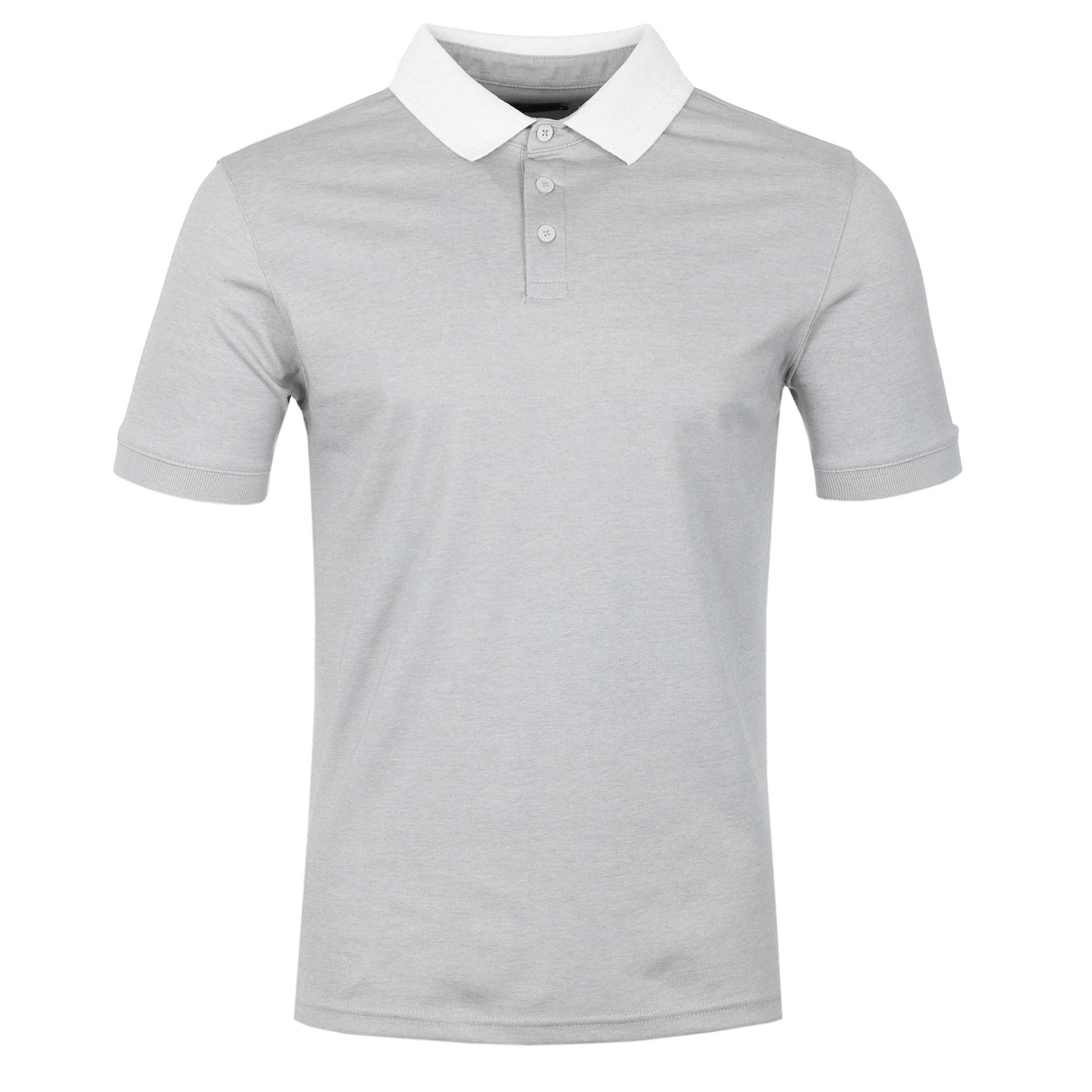 Remus Uomo Micro Pique Contrast Collar Polo Shirt in Light Grey