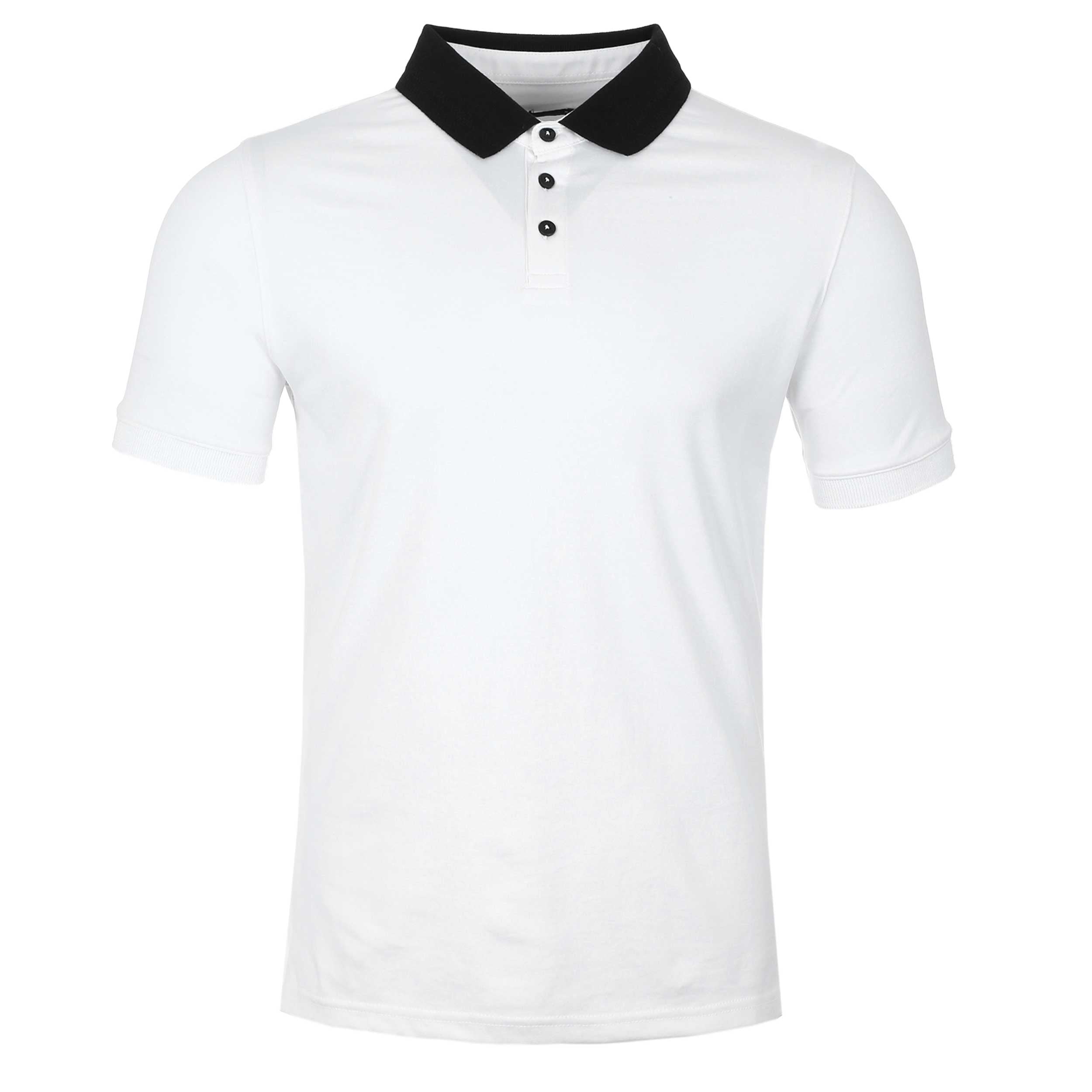 Remus Uomo Micro Pique Contrast Collar Polo Shirt in White