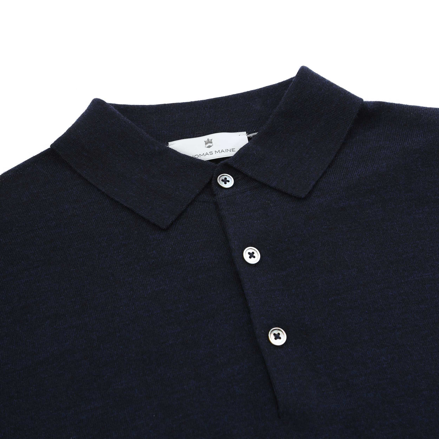 Thomas Maine 3 Button Knit Polo in Navy Placket
