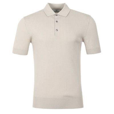 Thomas Maine Ribbed Polo in Beige