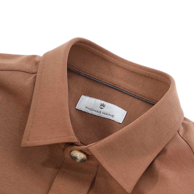 Thomas Maine Stretch Overshirt in Brown Collar