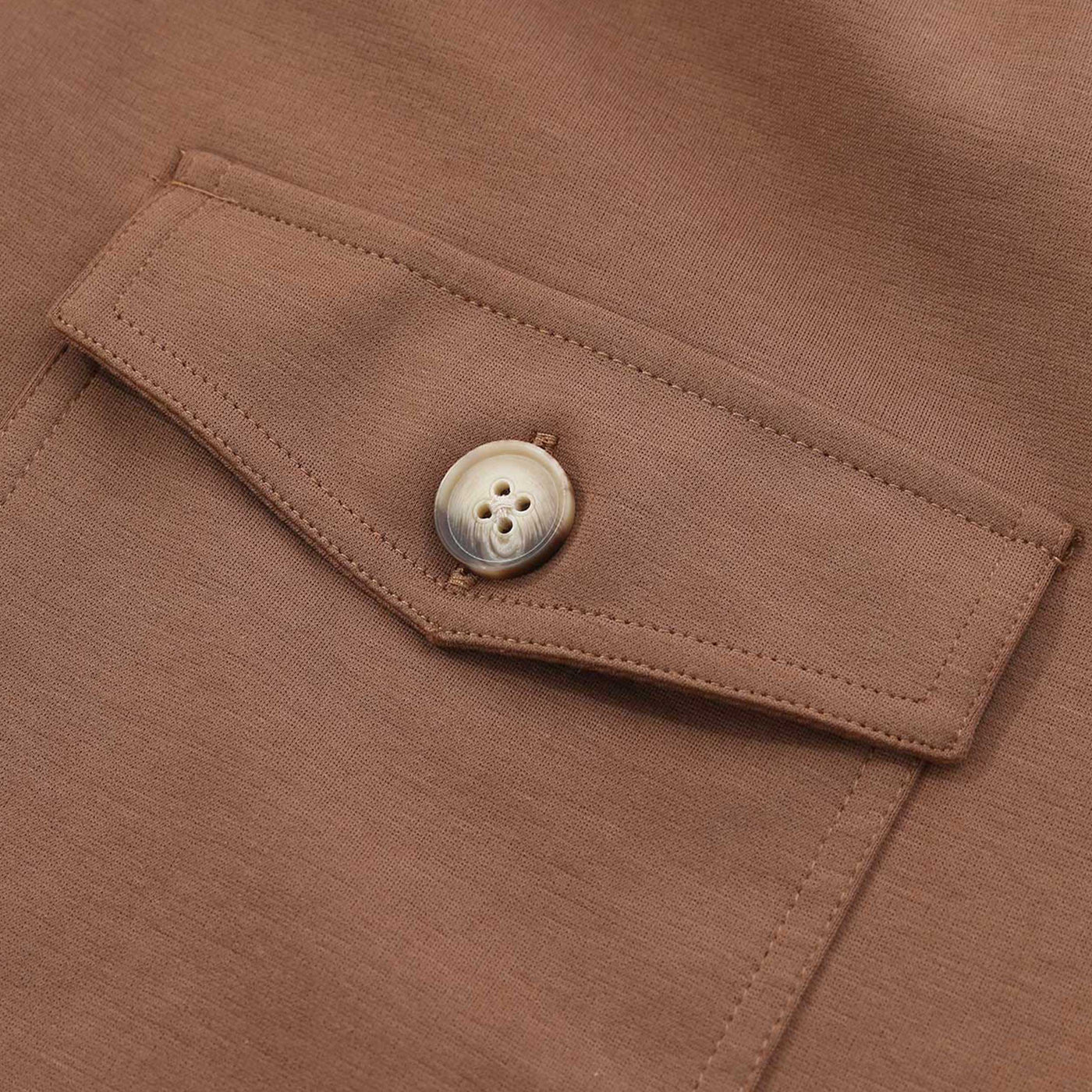 Thomas Maine Stretch Overshirt in Brown Pocket