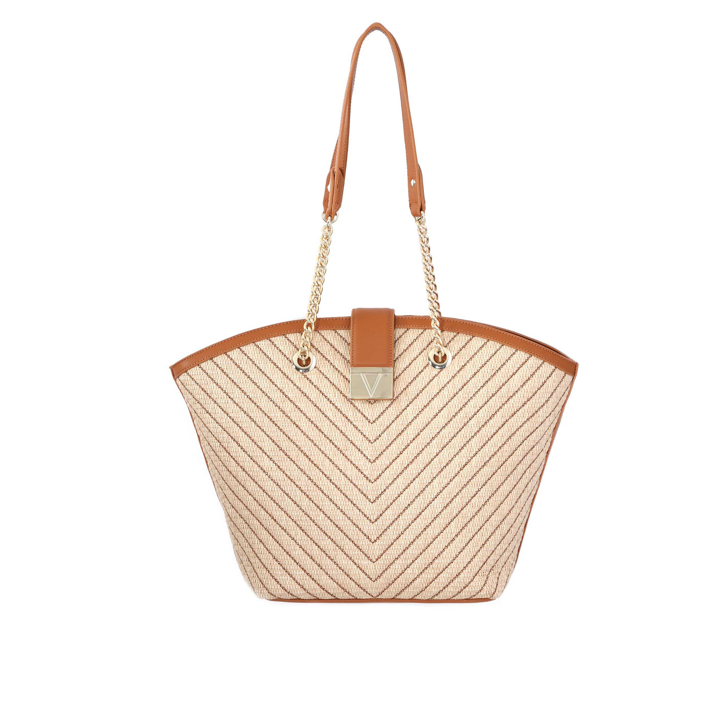 Valentino Bags Tribeca Ladies Shopper Bag in Natural & Tan