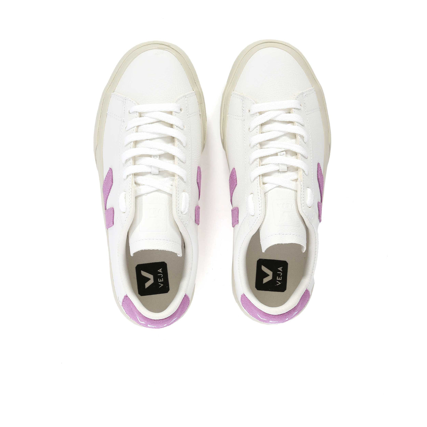 Veja Campo Ladies Trainer in Extra White & Mulberry Birdseye