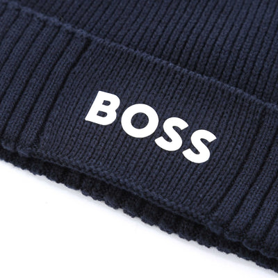 BOSS Asic Beanie X in Dark Blue Logo