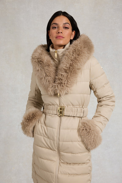 Holland Cooper Vostock Belted Coat in Stone