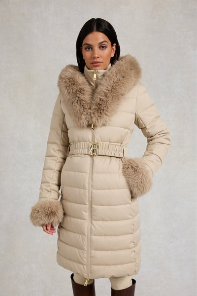 Holland Cooper Vostock Belted Coat in Stone