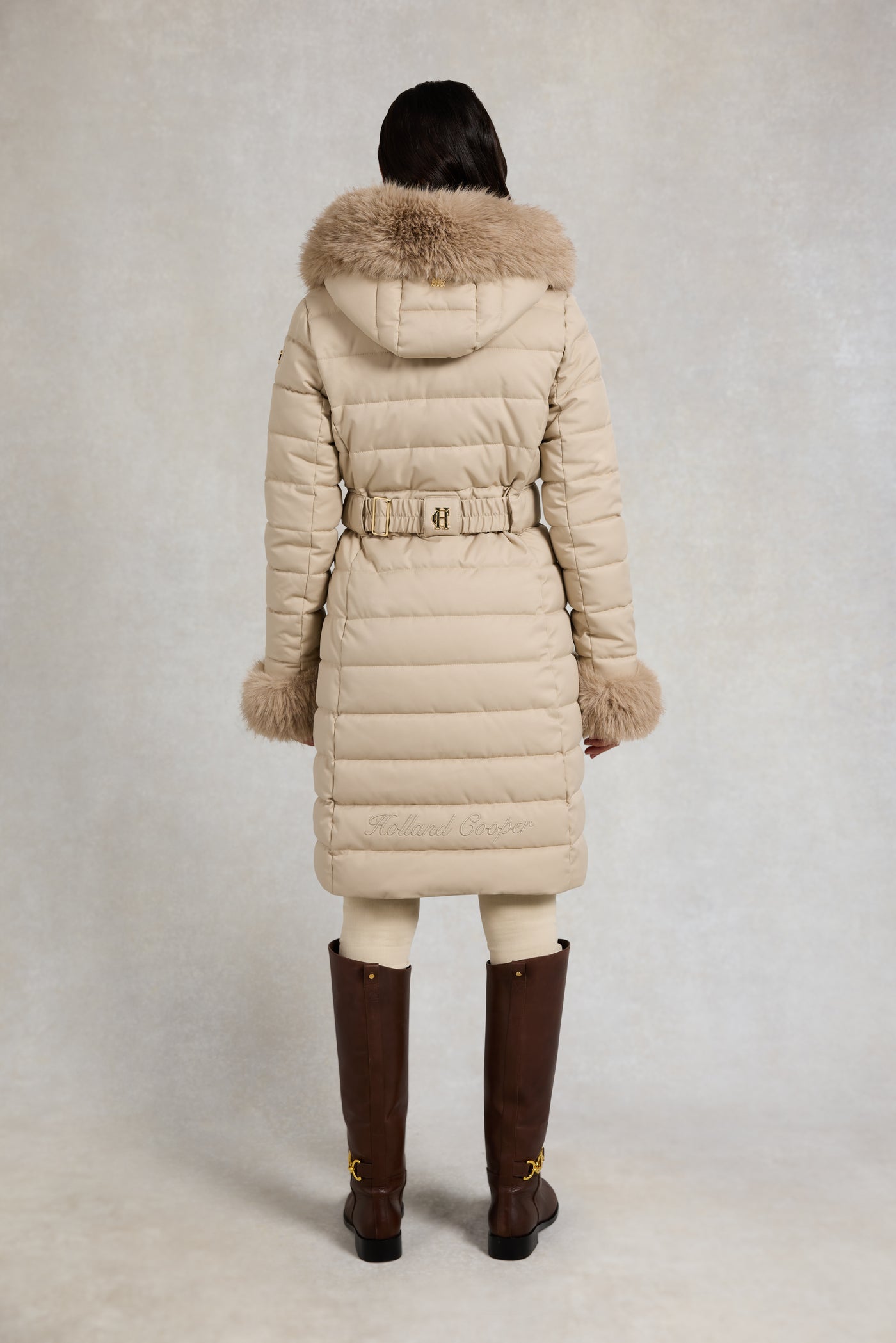Holland Cooper Vostock Belted Coat in Stone