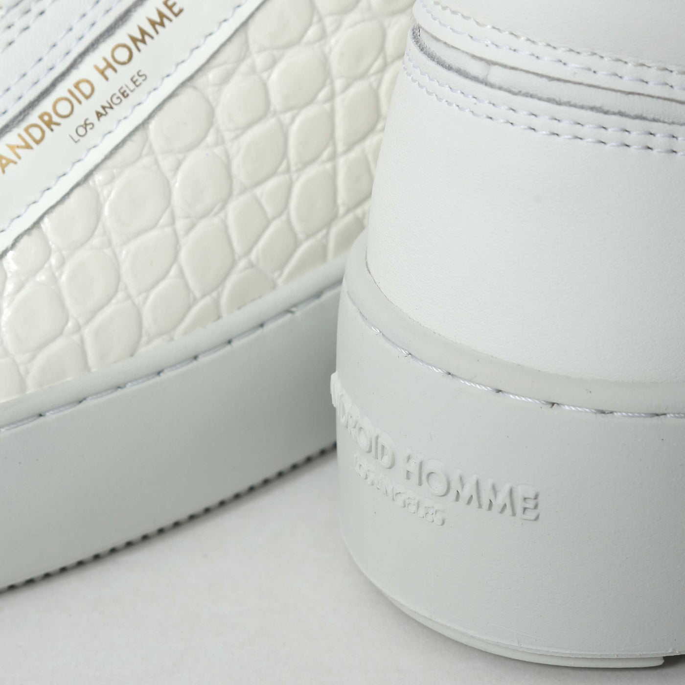 Android Homme Venice Patent Croc Trainer in White Heel