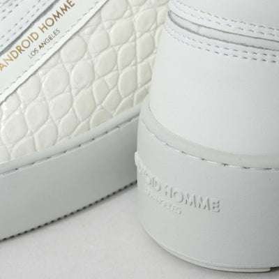 Android Homme Venice Patent Croc Trainer in White Heel
