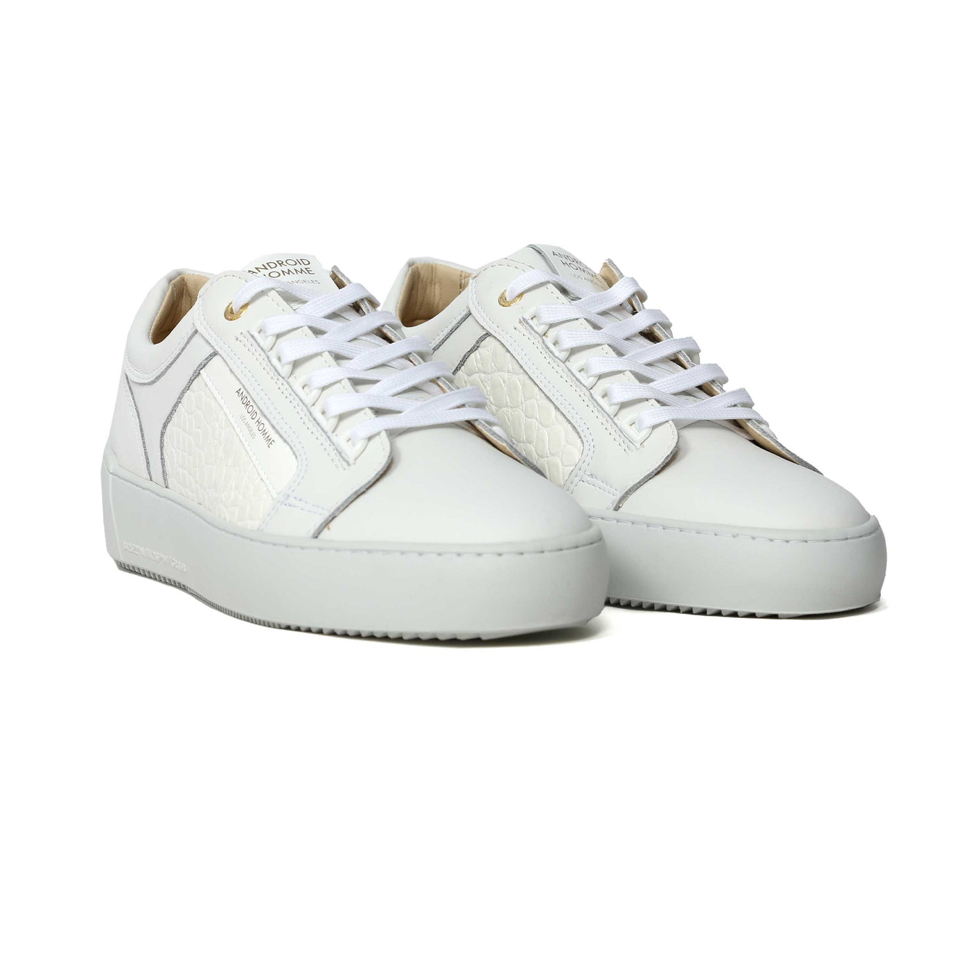 Android Homme Venice Patent Croc Trainer in White Pair