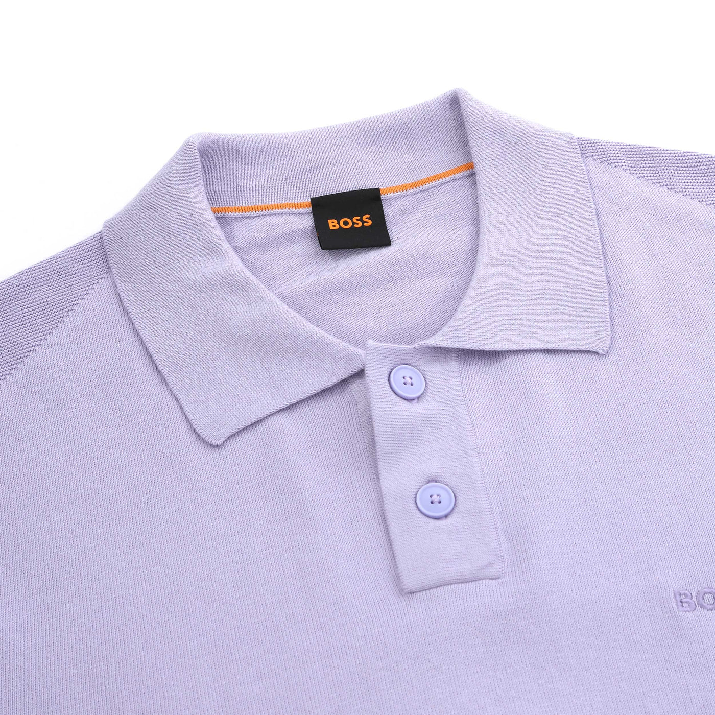 BOSS Asac P Knitted Polo in Lilac Collar
