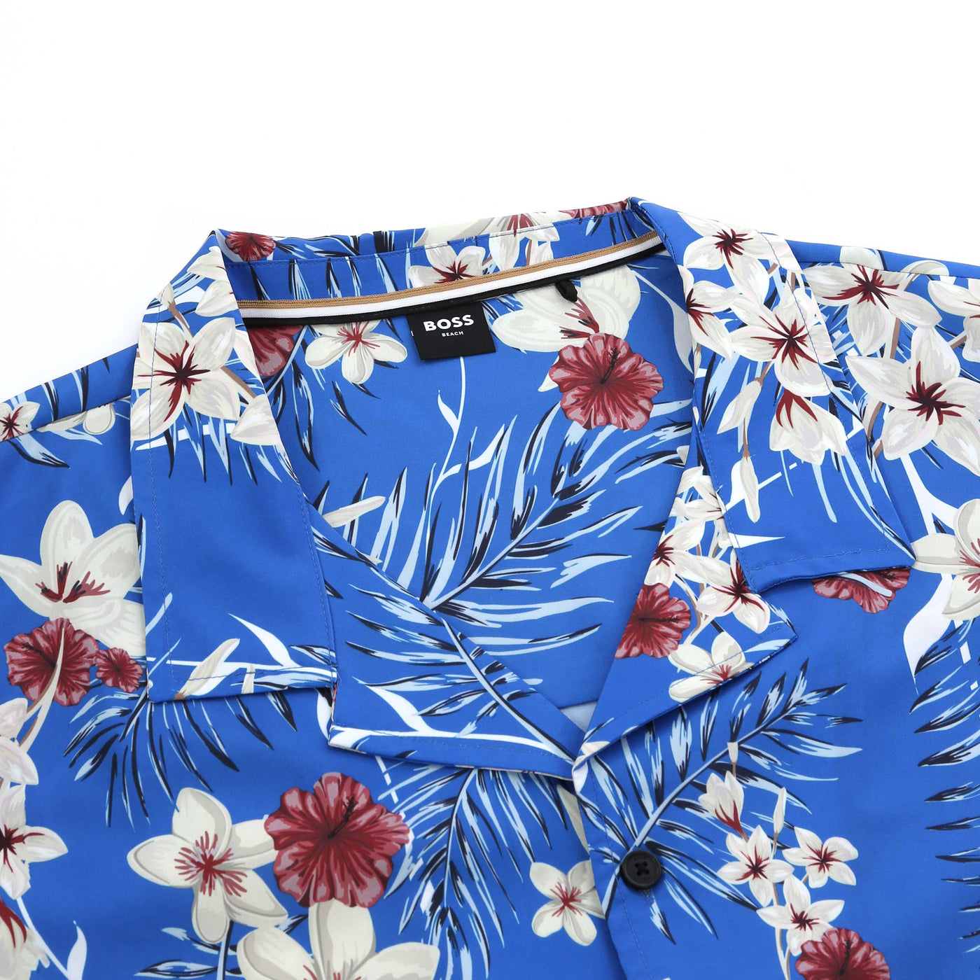 BOSS Beach Shirt in Medium Blue Collar