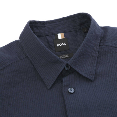 BOSS C-Cory-SH-252 Short Sleeve Shirt in Dark Blue Collar