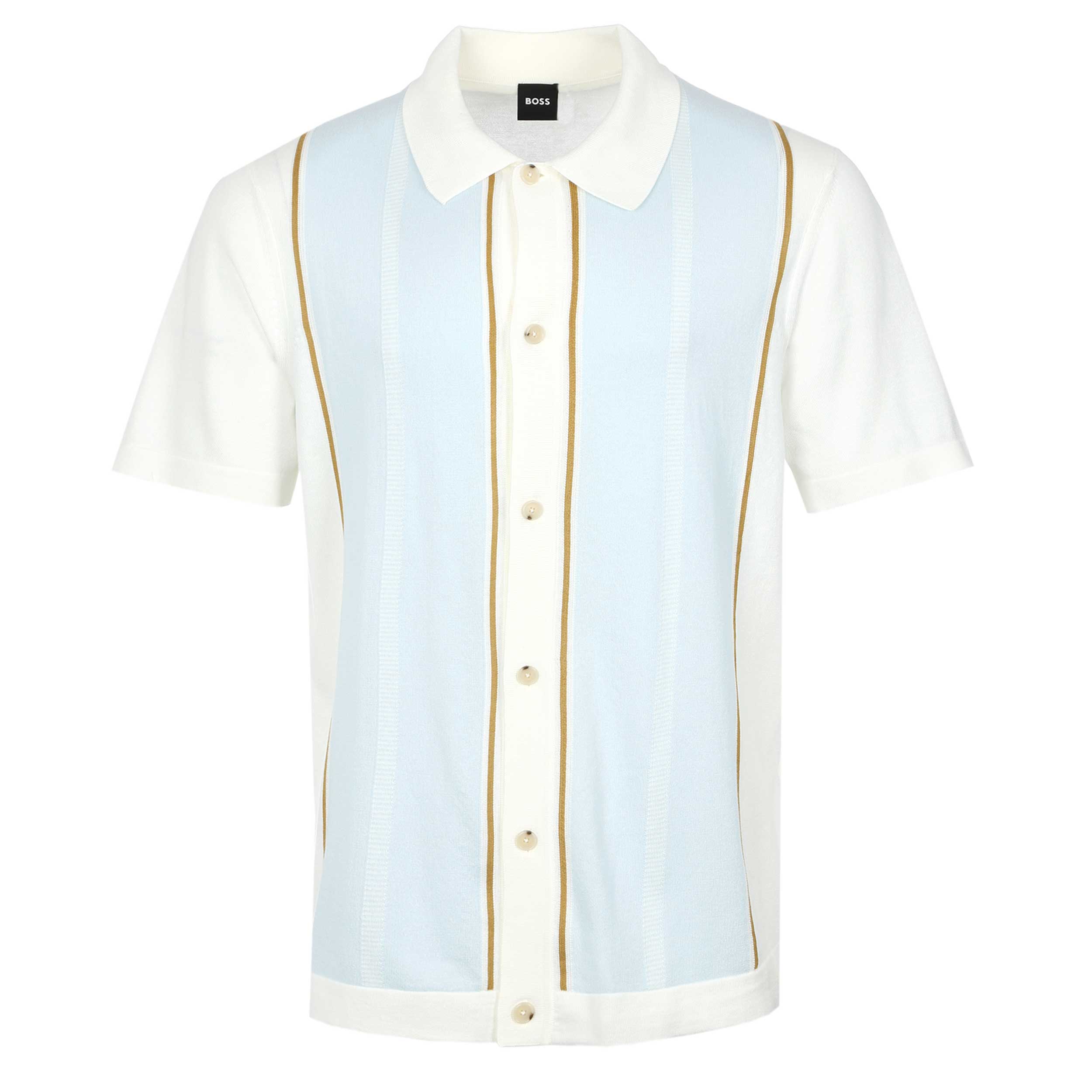 BOSS C Lastro Knitted Polo Shirt in Open White