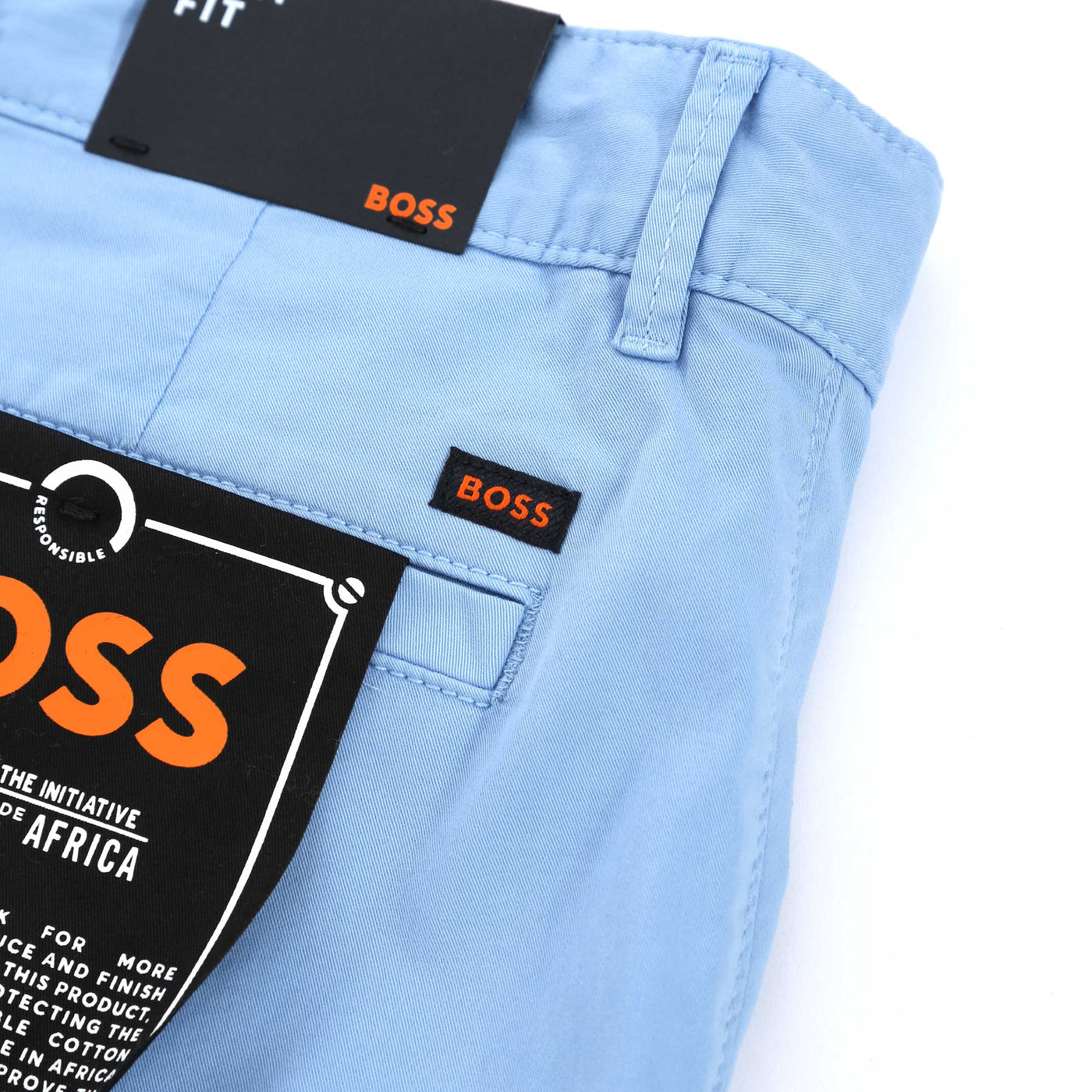 BOSS Chino Slim Shorts in Sky Blue Logo Tab