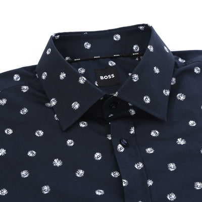 BOSS H Hank Ken SH C1 242 SS Shirt in Dark Blue Collar