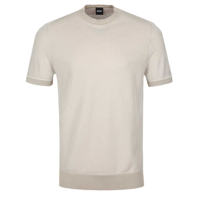 BOSS H Jianfranco Knitted T Shirt in Beige
