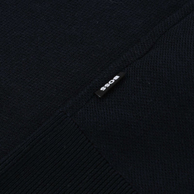 BOSS H Jianfranco Knitted T Shirt in Dark Blue Logo