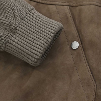 BOSS H Maparo Leather Jacket in Open Brown cuff