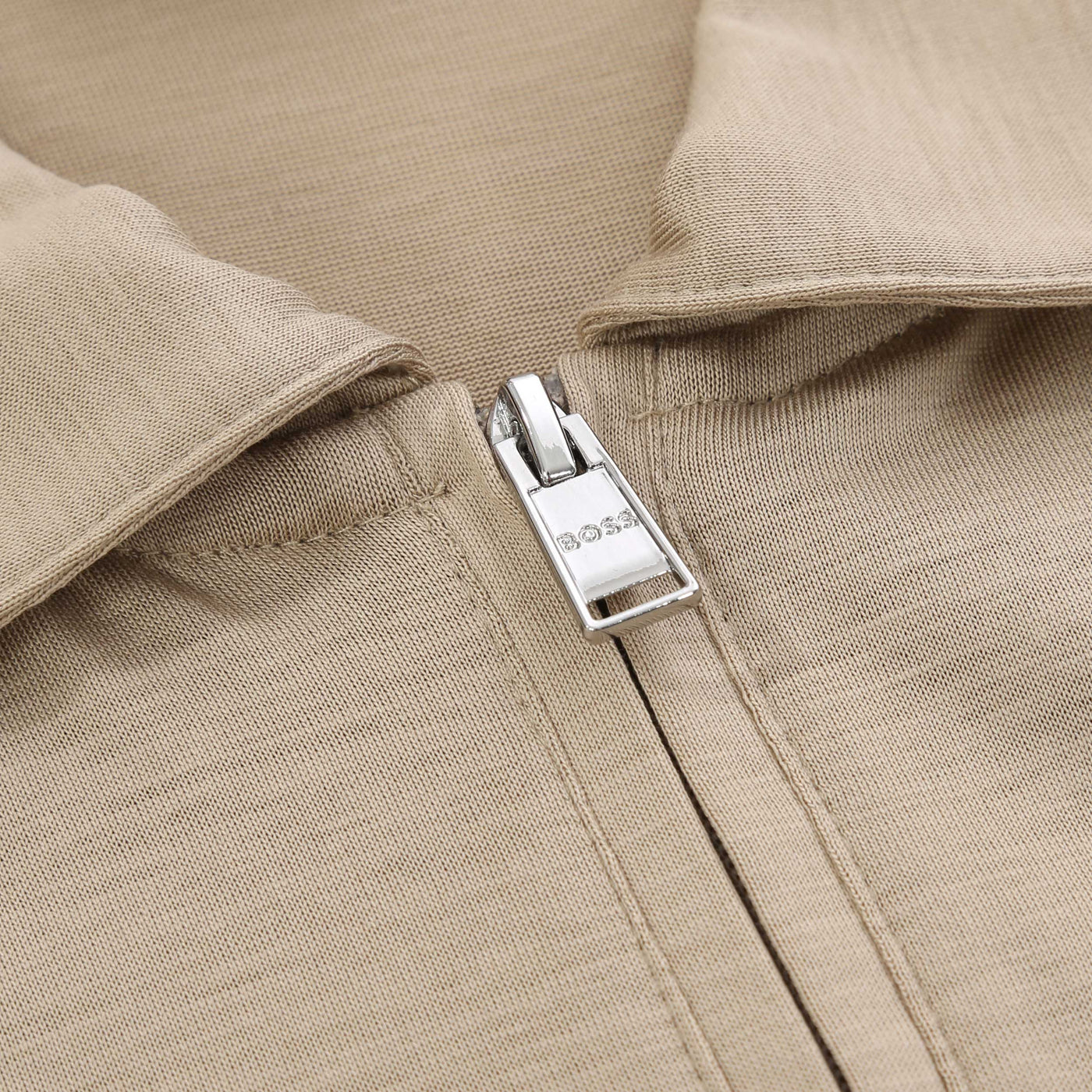BOSS H Paras 50 Polo Shirt in Light Beige Zip