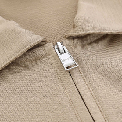 BOSS H Paras 50 Polo Shirt in Light Beige Zip