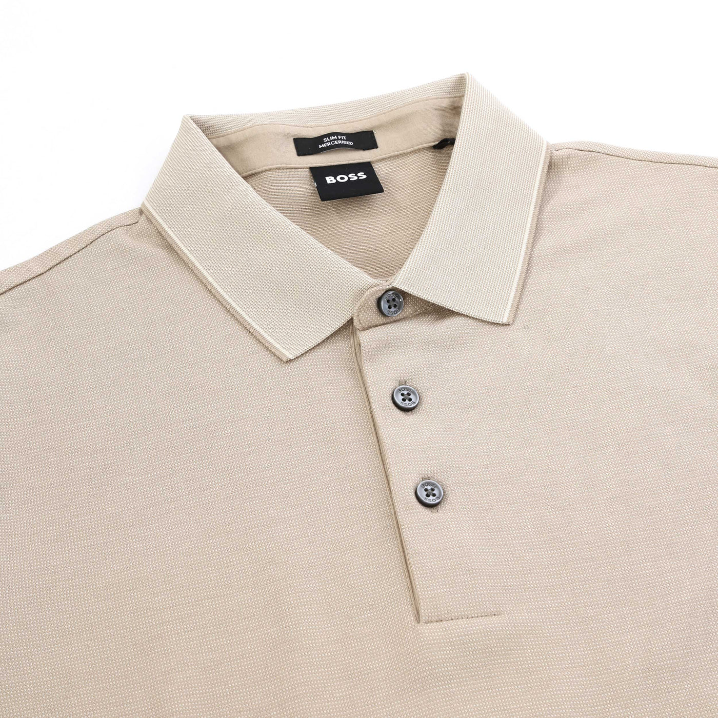 BOSS H Pitton 145 Polo Shirt in Light Beige Collar