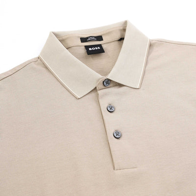 BOSS H Pitton 145 Polo Shirt in Light Beige Collar