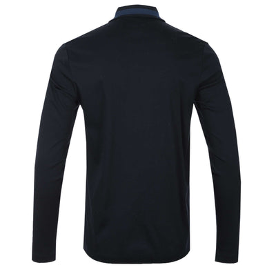BOSS H Pleins 200 Long Sleeve Polo in Dark Blue Back