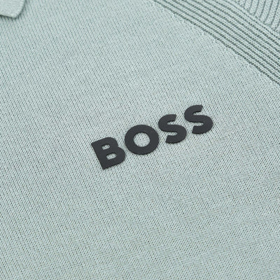 BOSS K Perform Max PL Knitted Polo Shirt in Sage Logo