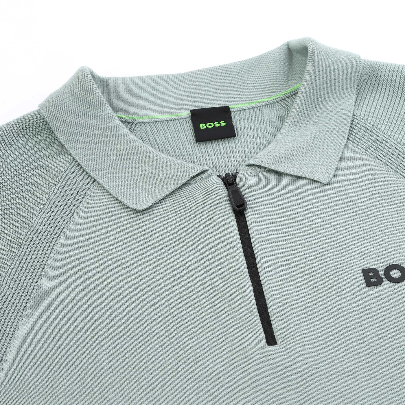 BOSS K Perform Max PL Knitted Polo Shirt in Sage Collar