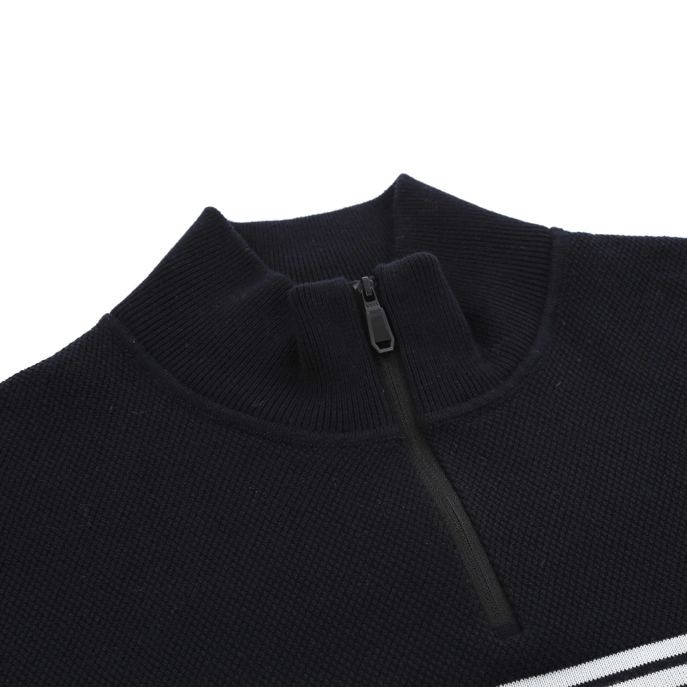 BOSS K Zone QZ Knitwear in Dark Blue Placket