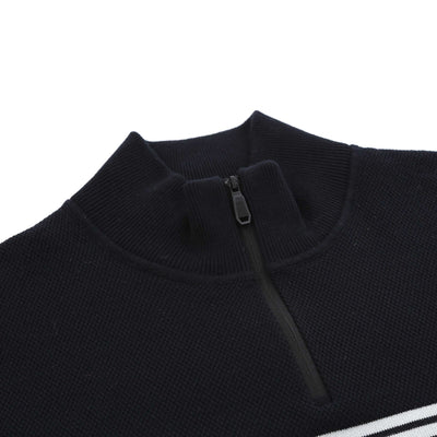 BOSS K Zone QZ Knitwear in Dark Blue Placket