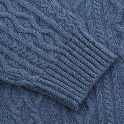 BOSS Kableto Knitwear in Open Blue Cuff